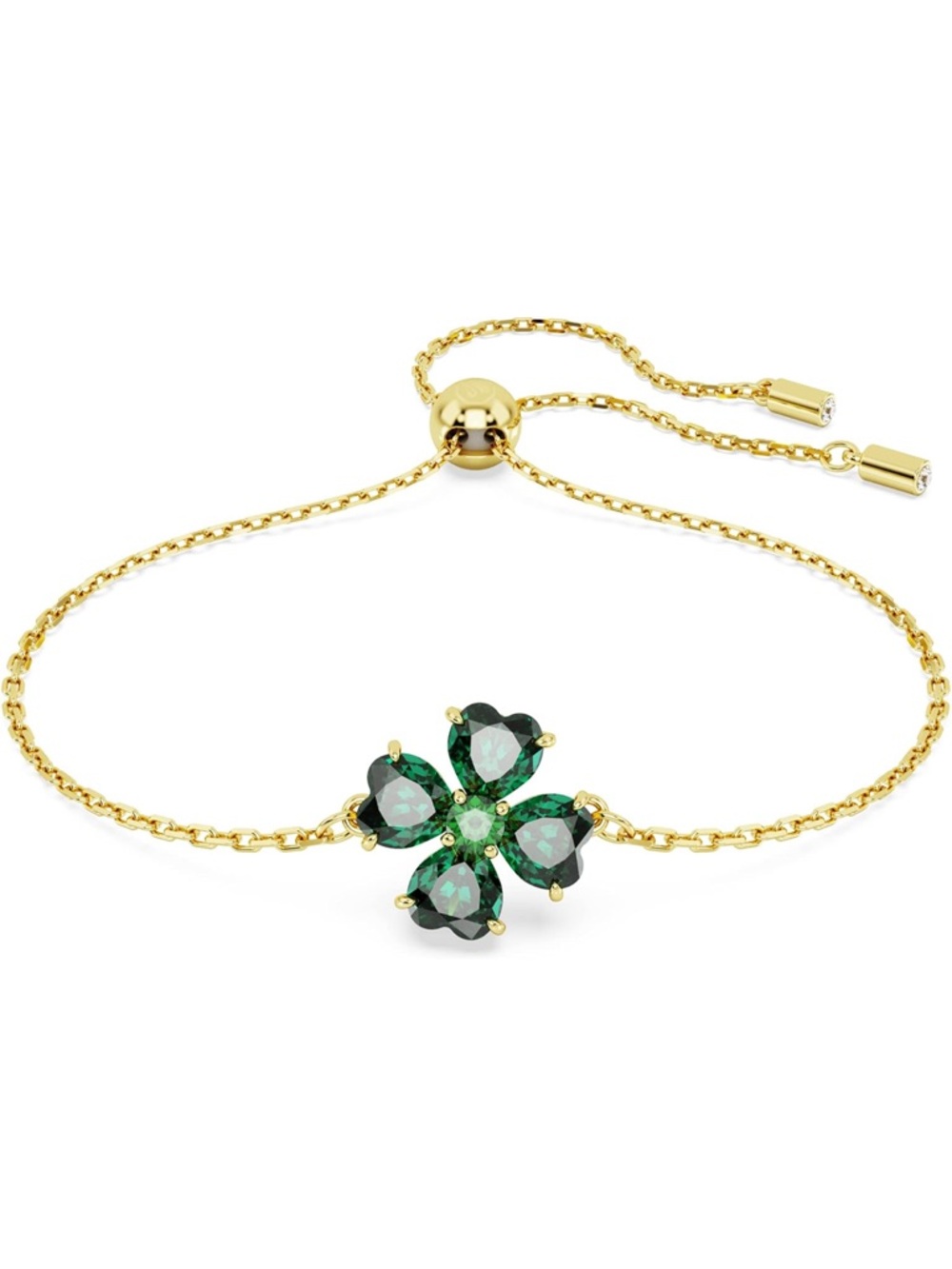 New Swarovski Idyllia Clover Gold and Green Floral Bracelet
